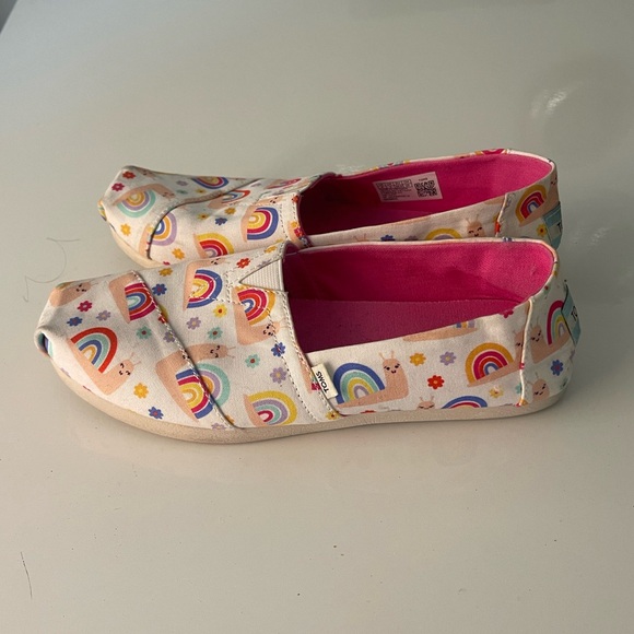 Toms Alpargata White Rainbow Snails Print Shoes - Picture 2 of 5